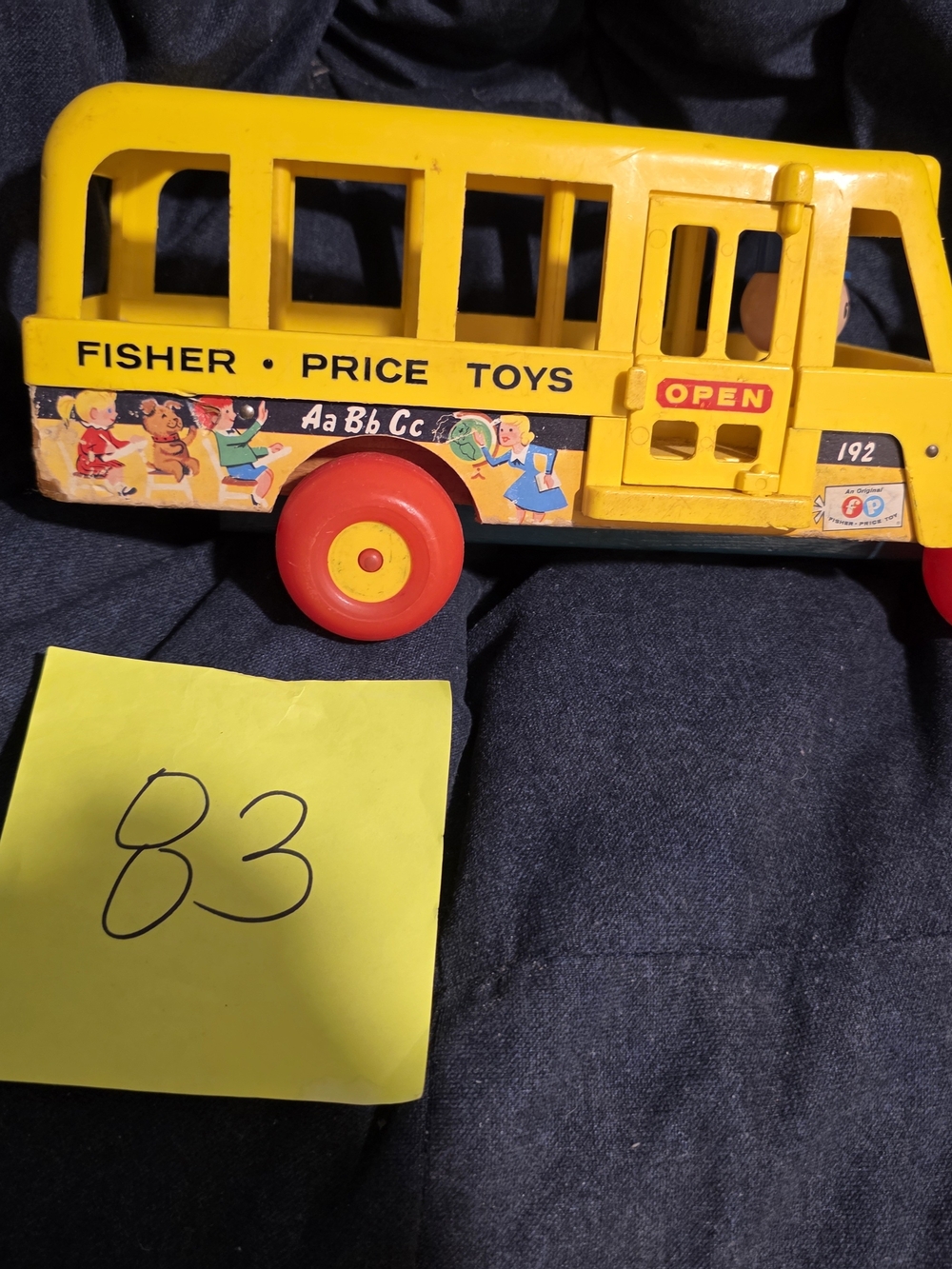 Vintage 1965 Fisher-Price Yellow School Bus #192 OK Condition Cleaned